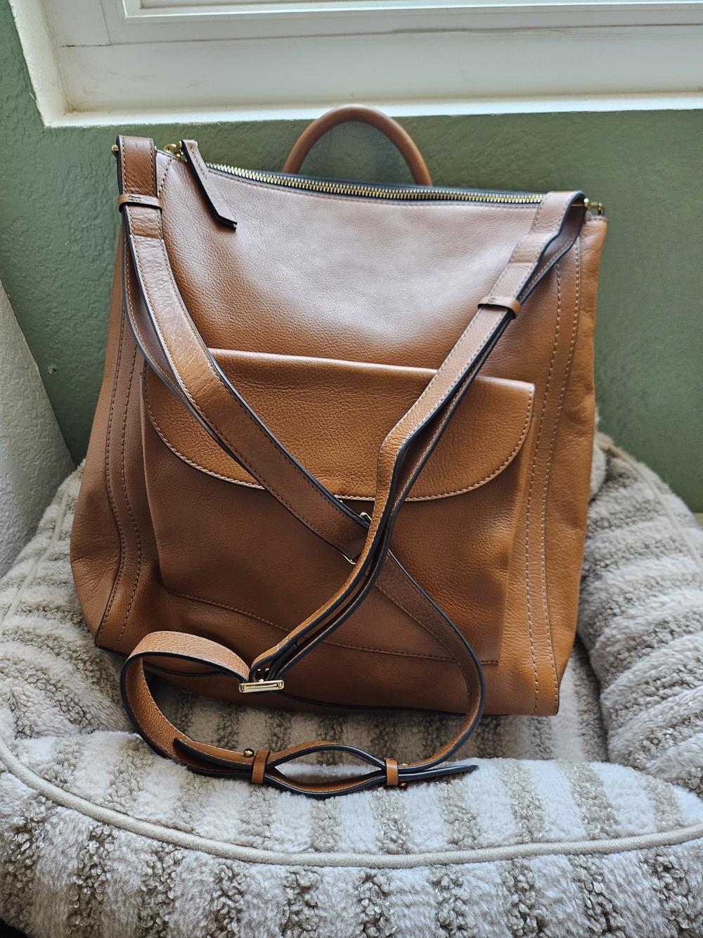 Fossil Brown Leather Backpack Tote - Picture 7 of 9
